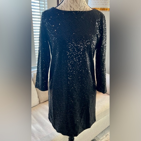 Tahari Dresses & Skirts - NWT Tahari Sequin Black Tunic Dress 3/4 Sleeve Size Small